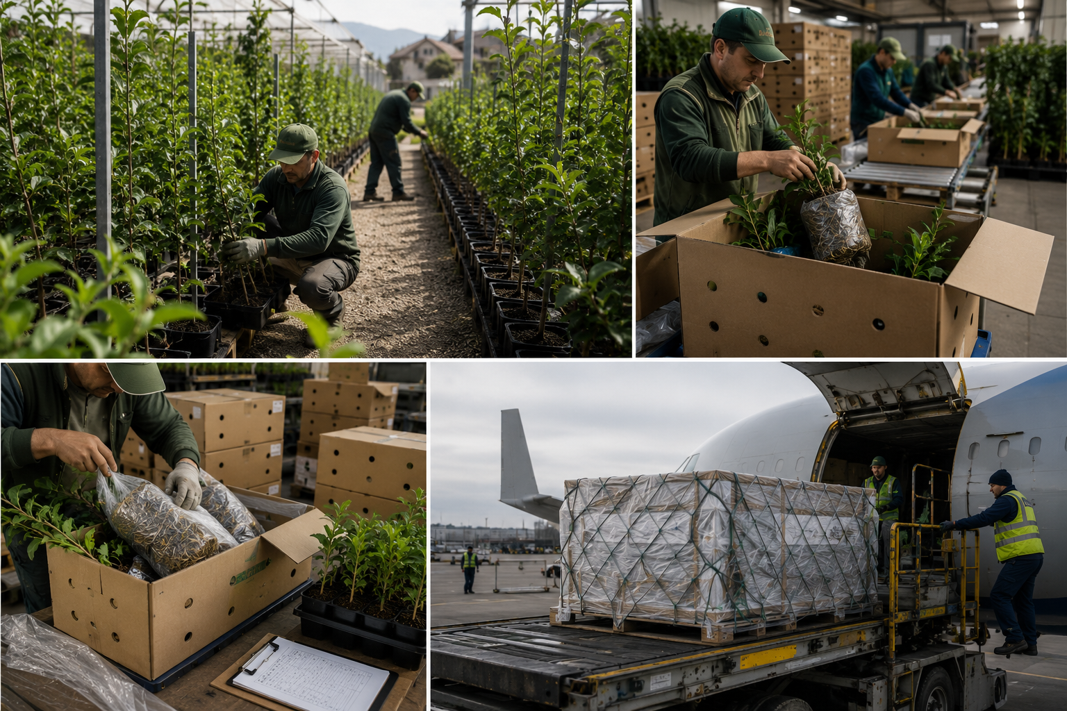Land transport of live apple saplings with temperature-controlled trucking